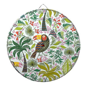 Kleurrijke exotische vogel en bloemen patroon dartbord