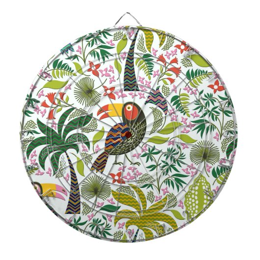 Kleurrijke exotische vogel en bloemen patroon dartbord (Voorkant)
