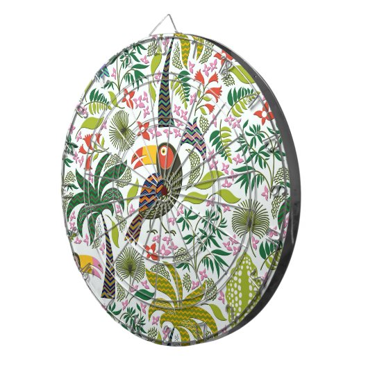 Kleurrijke exotische vogel en bloemen patroon dartbord (Voorkant Rechts)