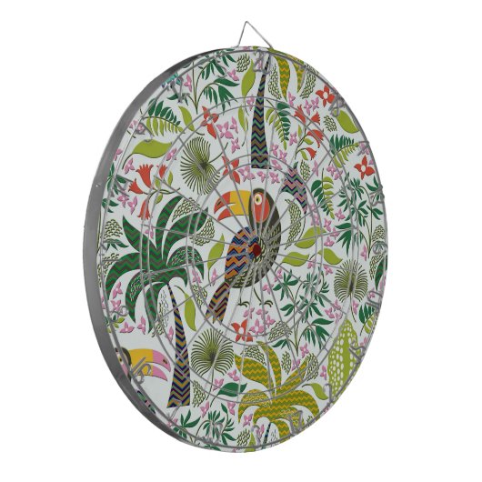 Kleurrijke exotische vogel en bloemen patroon dartbord (Voorkant Links)