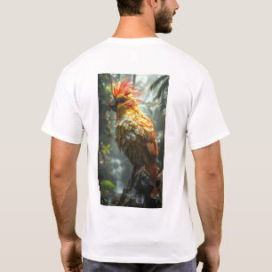 Kleurrijke exotische vogel in levendig tropisch bo t-shirt