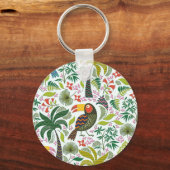 Kleurrijke exotische vogels en bloemen Sleutelhang Sleutelhanger (Voorkant)