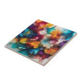 Kleurrijke explosie alcohol inkt tegeltje (Zijkant)