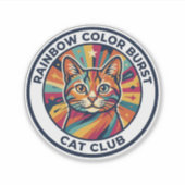 Kleurrijke explosie kat ontwerpelement - Regenboog Sticker (Voorkant)