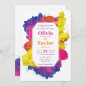 Kleurrijke explosie regenboog bruiloft kaart (Voorkant / Achterkant)