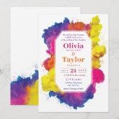 Kleurrijke explosie van de regenboog trouwdag kaart (Voorkant / Achterkant)