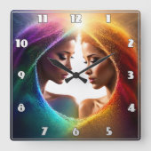 Kleurrijke expressie van dualiteit en harmonie in  vierkante klok (Voorkant)