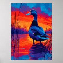 Kleurrijke expressionistische eend zonsondergang m