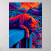 Kleurrijke expressionistische tuinkatten wandkunst poster (Voorkant)
