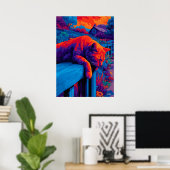 Kleurrijke expressionistische tuinkatten wandkunst poster (Thuiskantoor)