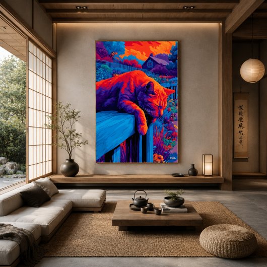 Kleurrijke expressionistische tuinkatten wandkunst poster