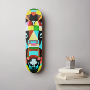 Kleurrijke Ezel Geometrische Kunst Abstract Persoonlijk Skateboard