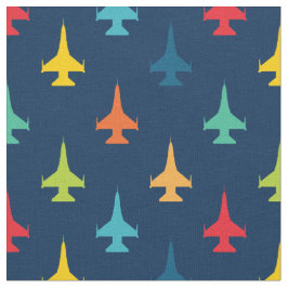 Kleurrijke F-16 Viper Fighter Jet Pattern Primarie Stof