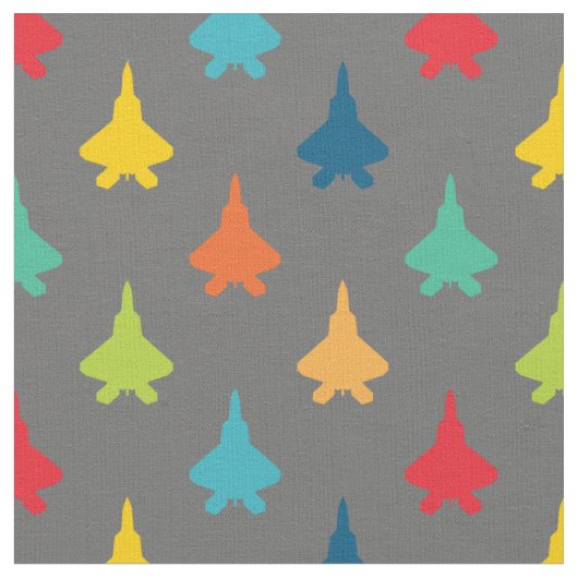 Kleurrijke F-22 Raptor Fighter Jet Pattern Primari Stof (Close Up)