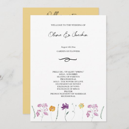 Kleurrijke Fairy Garden Waterverf met de hand gesc Programmakaart (Voorkant / Achterkant)