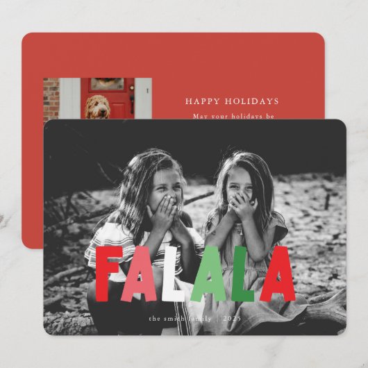 Kleurrijke FALALA kerst Kaart (Voorkant / Achterkant)