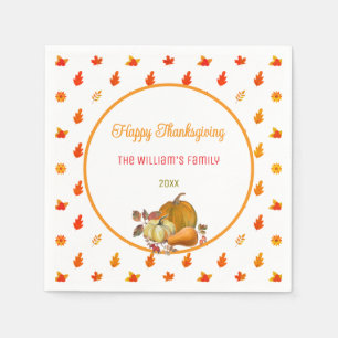 Kleurrijke Fall Leaves Pattern Thanksgiving Party Servet