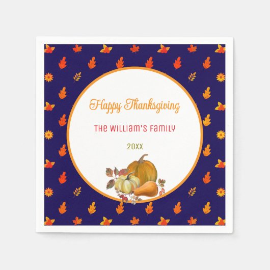 Kleurrijke Fall Leaves Pattern Thanksgiving Party Servet (Voorkant)