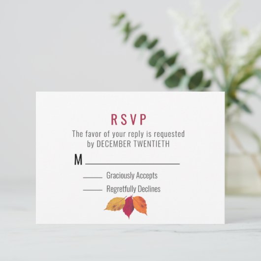 Kleurrijke Fall Leaves Wedding RSVP (Staand voorkant)