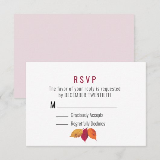 Kleurrijke Fall Leaves Wedding RSVP (Voorkant / Achterkant)