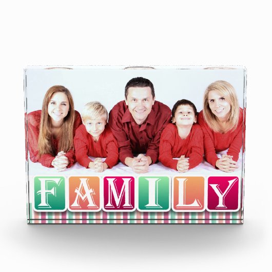 Kleurrijke familie blokkeert eigen familieportret fotoblokken (Voorkant)