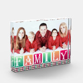 Kleurrijke familie blokkeert eigen familieportret fotoblokken (Links)