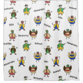 Kleurrijke familie cartoon karakters Kinder namen Douchegordijn (Voorkant)