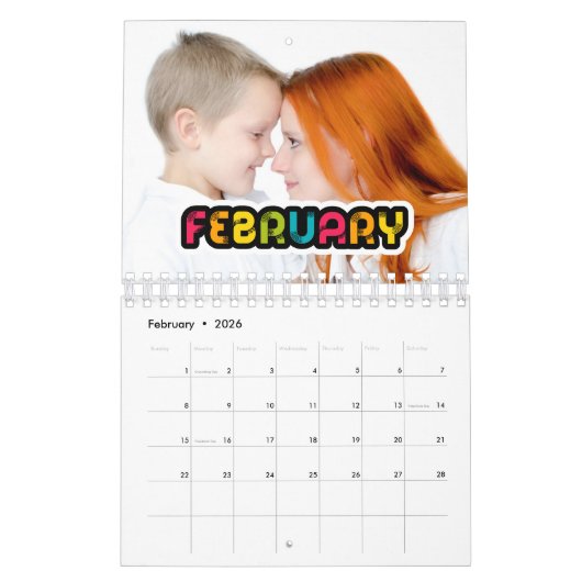 Kleurrijke familie fotokalender 2026 kalender (Feb 2026)