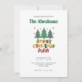 Kleurrijke familie kerstboom Prettig Kerstmis Kaart (Voorkant)