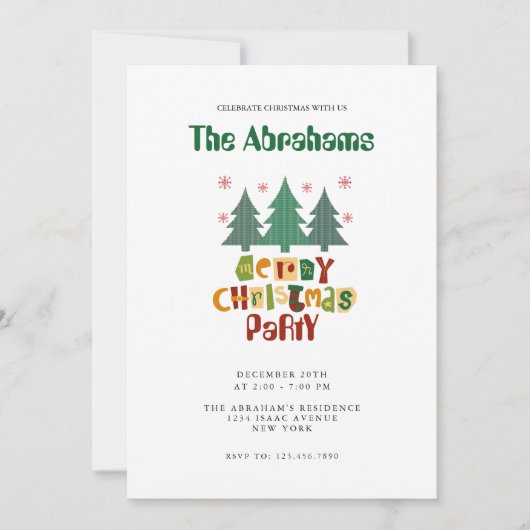 Kleurrijke familie kerstboom Prettig Kerstmis Kaart (Voorkant)