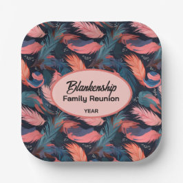 Kleurrijke familie reünie veer achtergrond papier papieren bordje