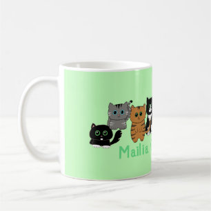 Kleurrijke Familie van Kawaii Katten Schattige Kat Koffiemok