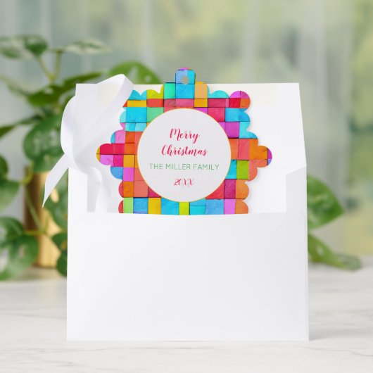 Kleurrijke Familie Vrolijk Kerstfeest Ornament (Envelop)