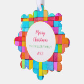 Kleurrijke Familie Vrolijk Kerstfeest Ornament (Links)