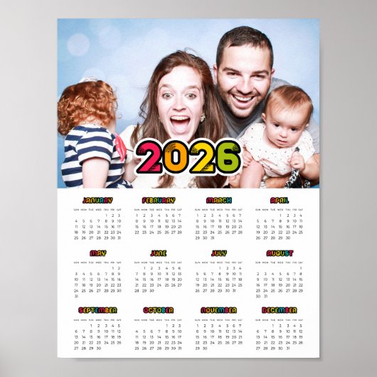 Kleurrijke familiefoto 2023 kalender poster (Voorkant)