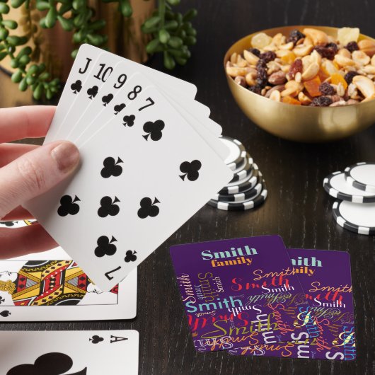 Kleurrijke familienaam Paarse Pokerkaarten (Insitu)