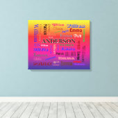 Kleurrijke familiestamboom Woordwolk Naamcollage Canvas Afdruk (Insitu (Houten vloer))