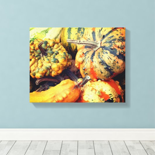 Kleurrijke Fancy bronnen sluiten op Canvas Afdruk (Insitu (Houten vloer))