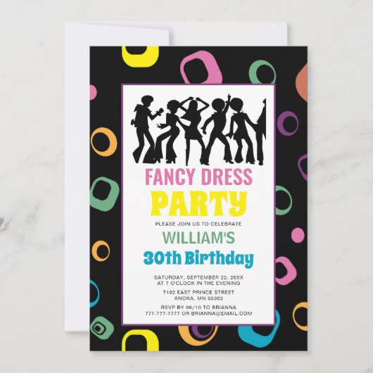 Kleurrijke Fancy jurk Birthday Uitnodiging (Voorkant)