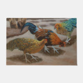 Kleurrijke Fancy rooster en kippen Deurmat (Voorkant)