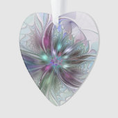 Kleurrijke Fantasie Abstract Fractale Bloem Hart Ornament (voorkant)