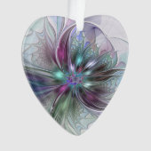 Kleurrijke Fantasie Abstract Fractale Bloem Hart Ornament (voorkant)