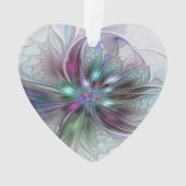 Kleurrijke Fantasie Abstract Fractale Bloem Hart Ornament (achterkant)