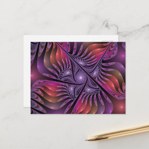 Kleurrijke Fantasie Abstract Trippy Paarse Fractal Briefkaart