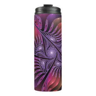 Kleurrijke Fantasie Abstract Trippy Paarse Fractal Thermosbeker