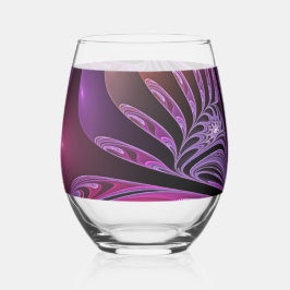 Kleurrijke Fantasie Abstract Trippy Paarse Fractal Wijnglas Zonder Voet