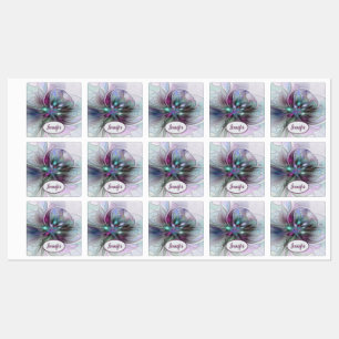 Kleurrijke Fantasie Abstracte Fractale Bloem Eigen Labels