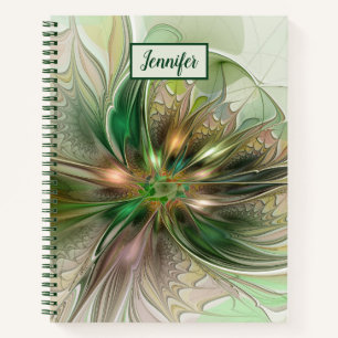 Kleurrijke Fantasie Abstracte Fractale Kunst Bloem Notitieboek
