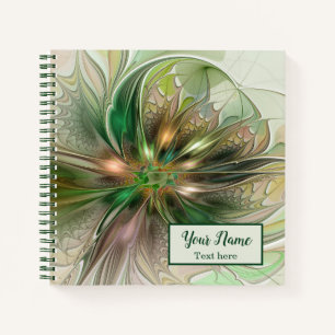 Kleurrijke Fantasie Abstracte Fractale Kunst Bloem Notitieboek