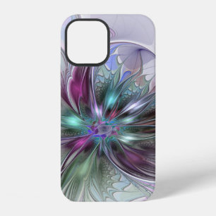 Kleurrijke Fantasie Abstracte Moderne Fractal Bloe iPhone 12 Hoesje